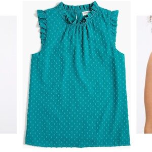 J. Crew Factory Turquoise Sleeveless Ruffled Blouse